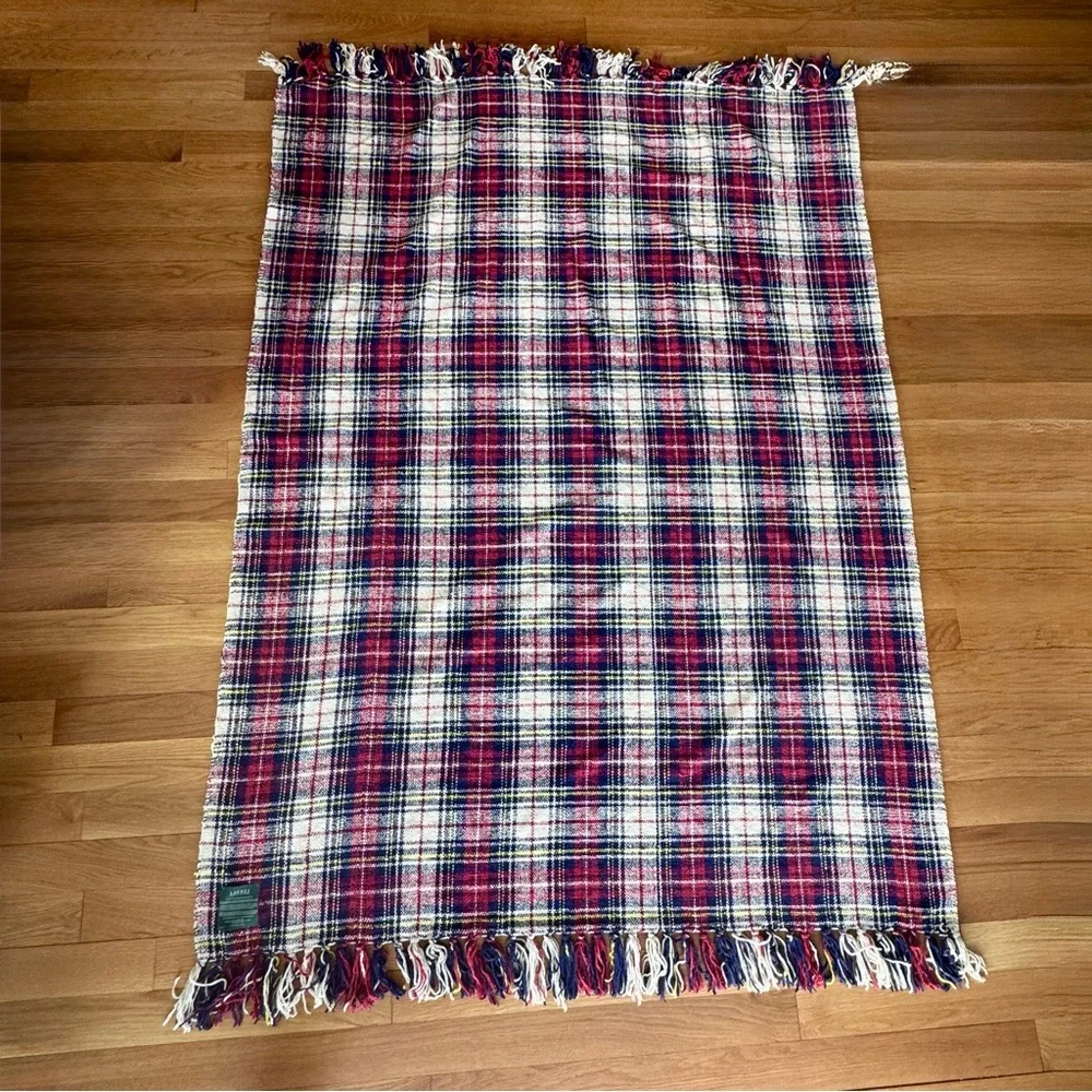 Vintage Ralph Lauren Plaid Throw Blanket with Fringe
